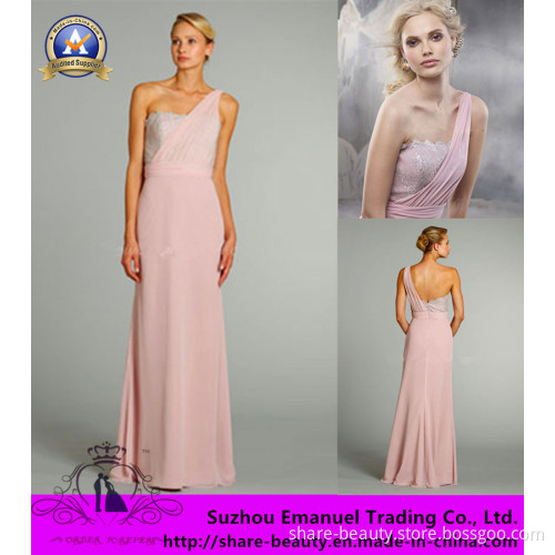 Hot Selling One Shoulder Sleeveless Floor Length Floor Length Pink Chiffon 2014 Bridesmaid Dresses